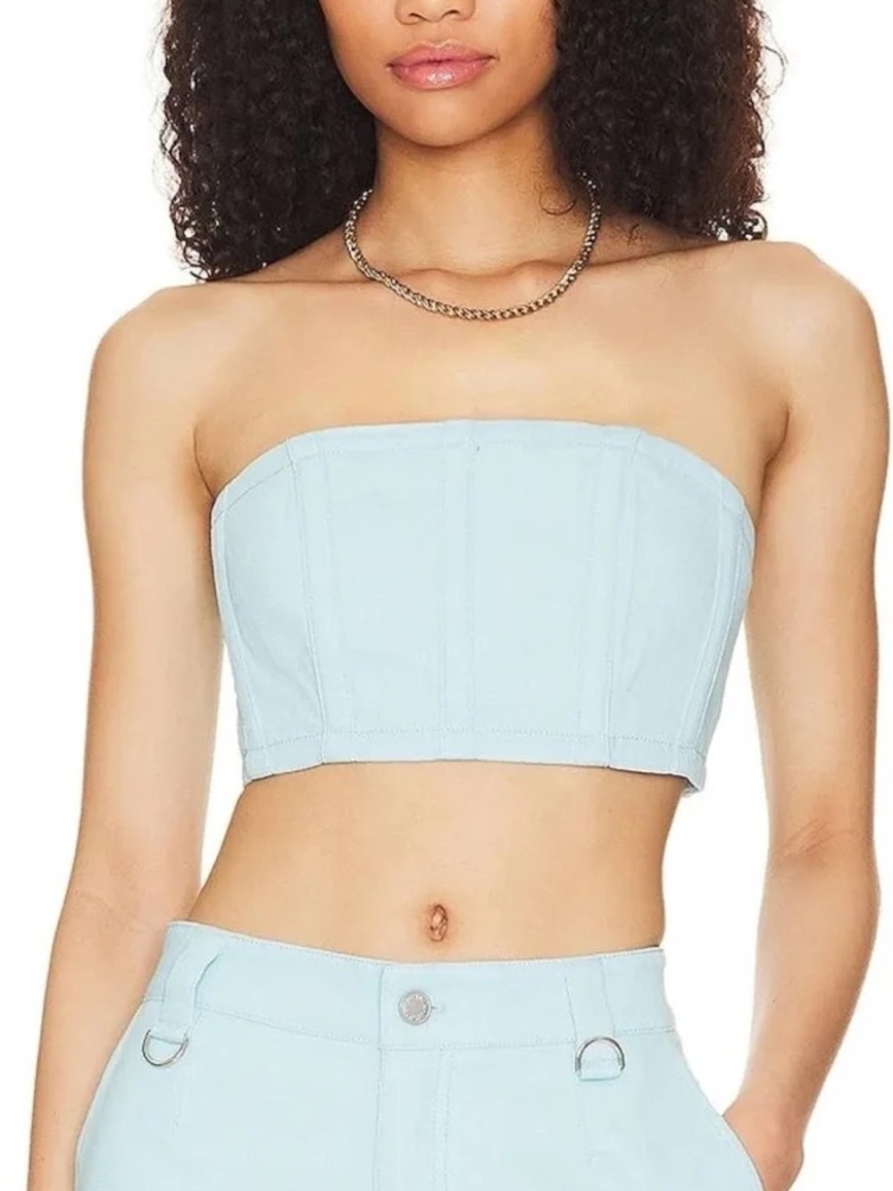 BY.DYLN Cooper Denim Tube Top Blue XL New